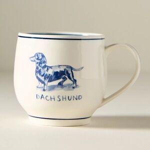 Set of 2 New in Box Molly Hatch DACHSHUND DOG MUG from Anthropologie - Stoneware